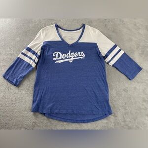 Women's Fanatics Los Angeles LA Dodgers Raglan 3/4 Sleeve T Shirt Large Used